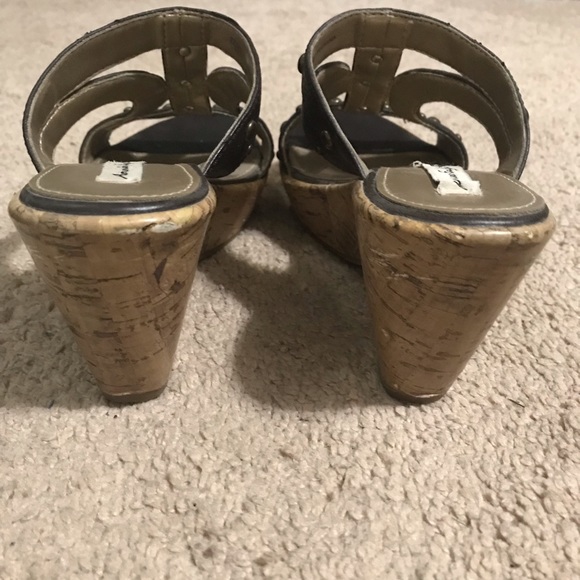 American Eagle Chocolate Brown Studded Cork Heels - Picture 3 of 12